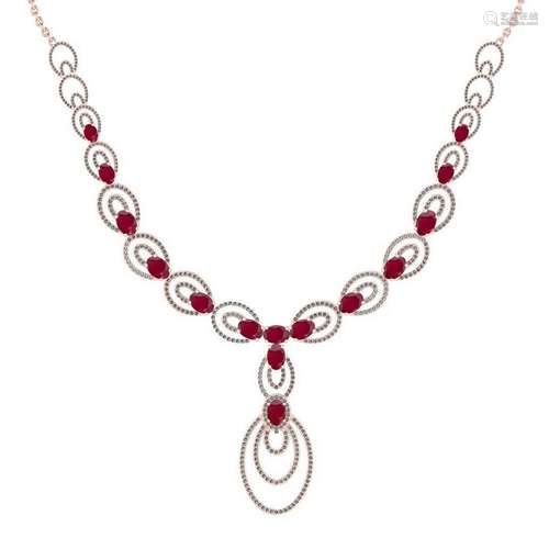 23.80 Ctw SI2/I1 Ruby And Diamond 14K Rose Gold Victori