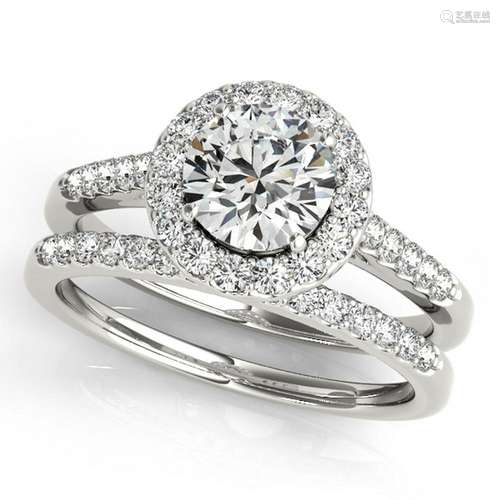 Certified 0.90 Ctw SI2/I1 Diamond 14K White Gold Weddin