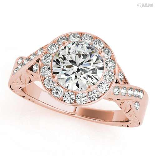 Certified 1.30 Ctw SI2/I1 Diamond 14K Rose Gold Engagem