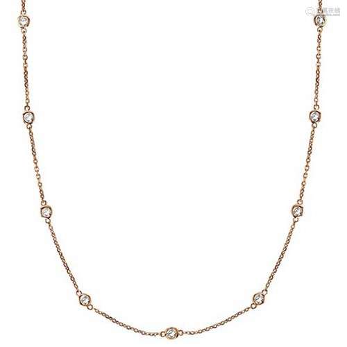 Station Bezel-Set Necklace in 14k Rose Gold (0.33 ctw)