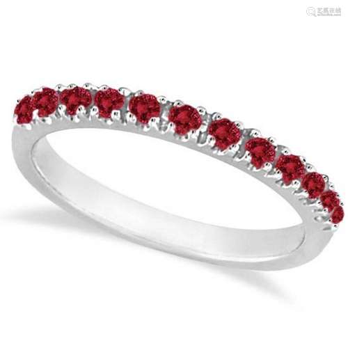 Ruby Stackable Ring Guard Band 14K White Gold 0.37ctw