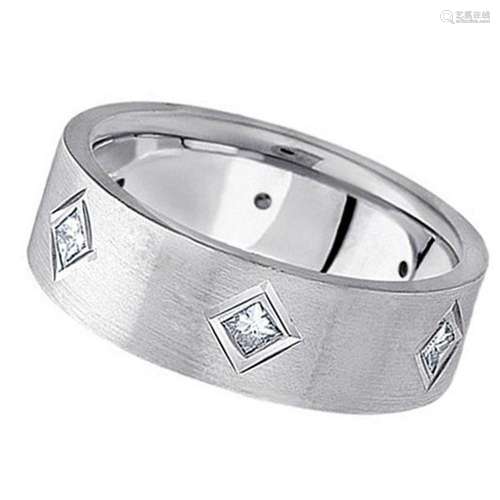 Princess Cut Diamond Wedding Band in platinum 0.60 ctw