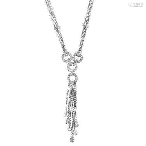 Designer Diamond Necklace in 14k White Gold (1.10 ctw)