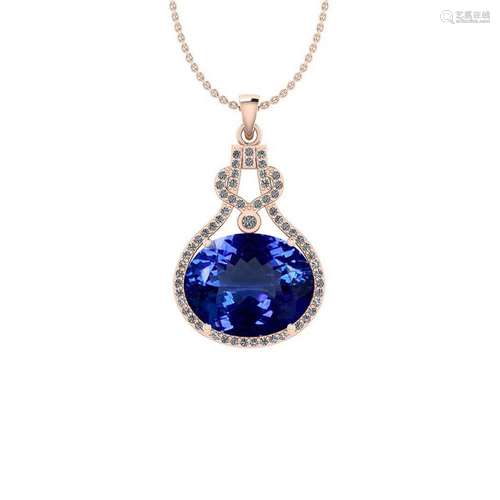 Certified 8.62 Ctw VS/SI1 Tanzanite And Diamond 14K Ros