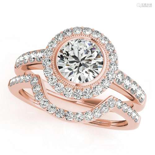 Certified 1.70 Ctw SI2/I1 Diamond 14K Rose Gold Bridal