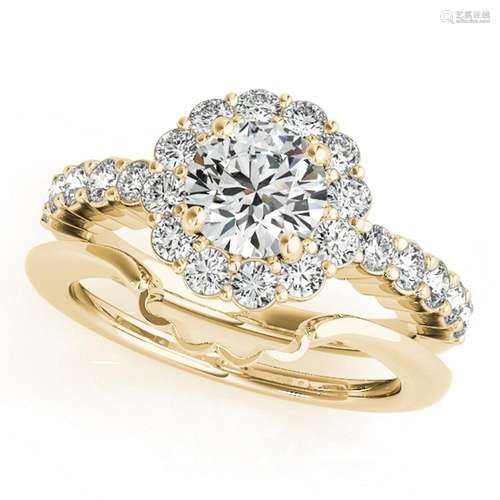 Certified 0.90 Ctw SI2/I1 Diamond 14K Yellow Gold Weddi