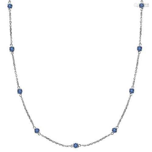 Fancy Blue Station Necklace 14k White Gold (3.00ct)