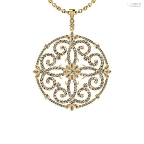 Certified 4.76 Ctw SI2/I1 Diamond 14K Yellow Gold Penda