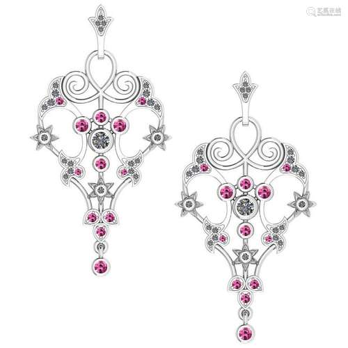 Certified 0.61 Ctw I2/I3 Pink Sapphire And Diamond 14K