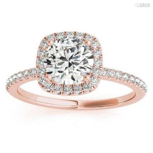 Square Halo Diamond Engagement Ring Setting in 14k Rose