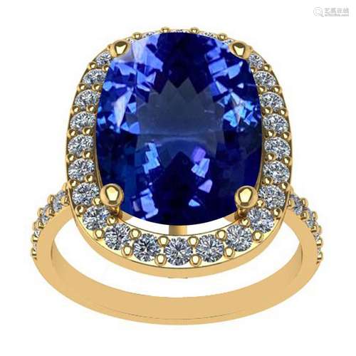 Certified 7.53 Ctw SI2/I1 Tanzanite And Diamond 14k Yel