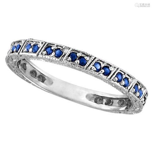 Blue Sapphire Stackable Anniversary Band in 14k White G