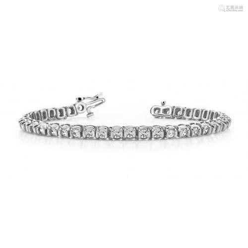 14K WHITE GOLD 2.50 CTW G-H I1/I2 HALF BEZEL CIRCLE LIN