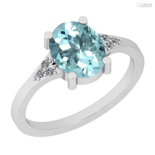 1.75 Ctw VS/SI1 Aquamarine And Diamond 14K White Gold R