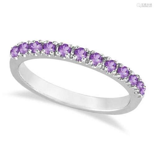 Amethyst Stackable Band Ring Guard in 14k White Gold 0.