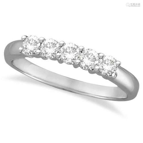 Five Stone Diamond Ring Anniversary Band 14k White Gold