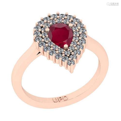 1.22 Ctw SI2/I1Ruby And Diamond 14K Rose Gold Anniversa