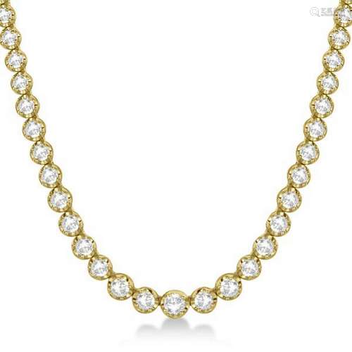 Eternity Diamond Tennis Necklace 14k Yellow Gold (10.35