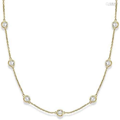 Station Bezel-Set Necklace in 14k Yellow Gold (3.00ct)