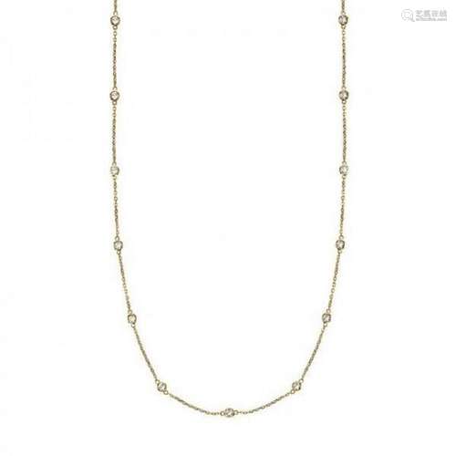 36 inch Station Station Necklace 14k Yellow Gold 1.50ct