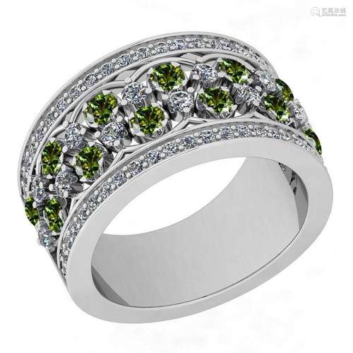 Certified 1.76 Ctw I2/I3 Green Sapphire And Diamond 10K