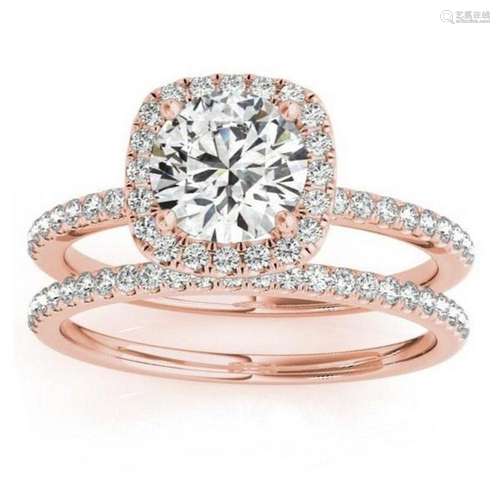 Square Halo Diamond Bridal Set Ring Setting and Band 14