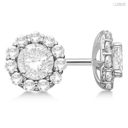 1.50ctw. Halo Diamond Stud Earrings 14kt White Gold H,