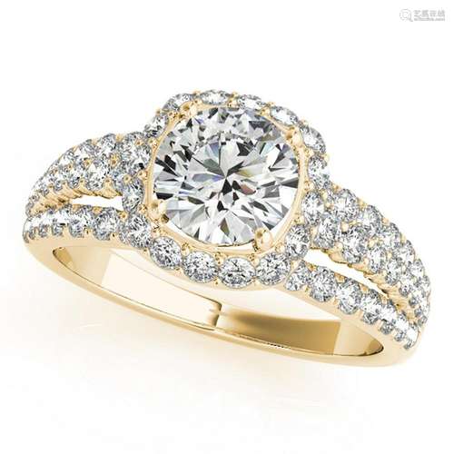 Certified 1.60 Ctw SI2/I1 Diamond 14K Yellow Gold Engag