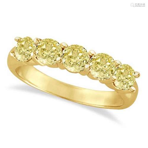 Five Stone Fancy Yellow Canary Diamond Anniversary Ring