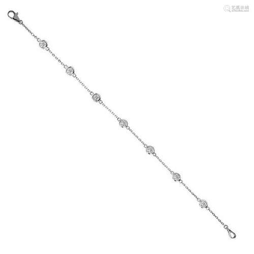 Station Bezel Set Bracelet 14K White Gold 0.25ctw