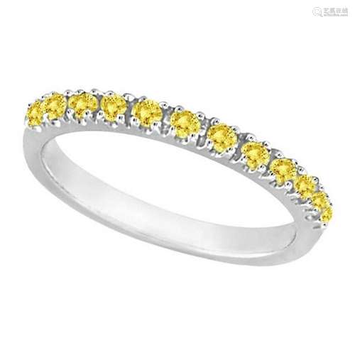 Yellow Canary Diamond Stackable Ring Band 14k White Gol