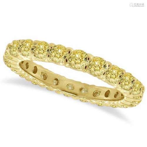 Fancy Yellow Diamond Eternity Ring Anniversary Band 14k