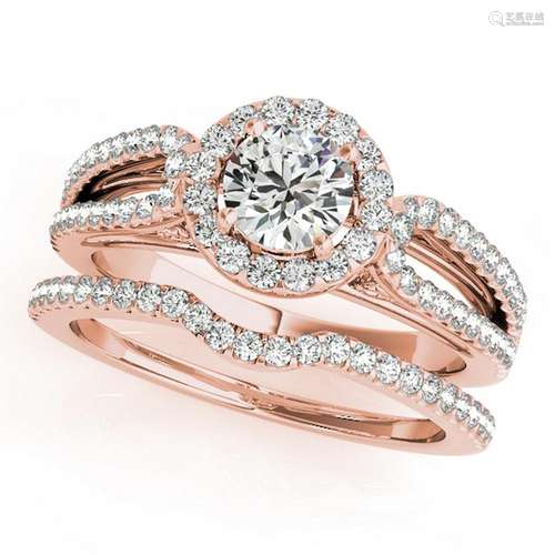 Certified 1.05 Ctw SI2/I1 Diamond 14K Rose Gold Bridal