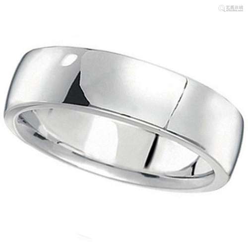 Mens Wedding Ring Low Dome Comfort-Fit in 14k White Gol