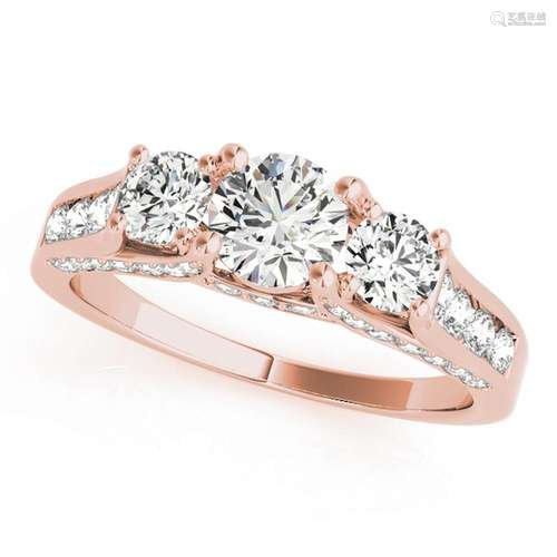 Certified 1.10 Ctw SI2/I1 Diamond 14K Rose Gold three S