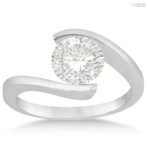 1.00 CTW Tension Set Swirl Solitaire Engagement Ring Se