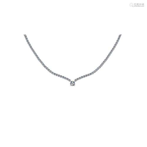 Certified 6.08 Ctw SI2/I1 Diamond 14K White Gold Neckla