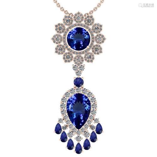 Certified 15.49 Ctw VS/SI1 Tanzanite,Blue Sapphire And