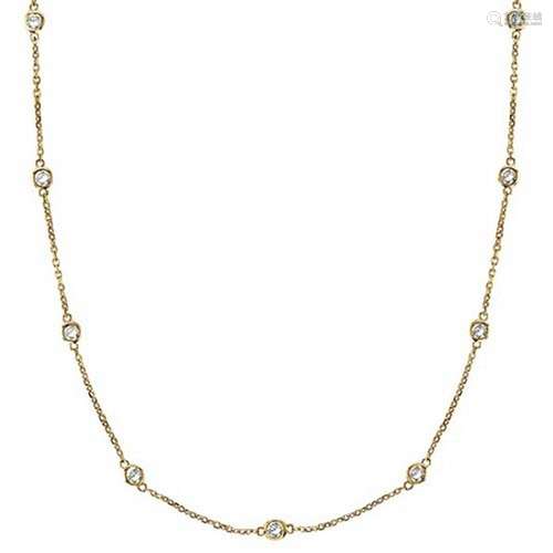 Station Bezel-Set Necklace in 14k Yellow Gold (0.33 ctw