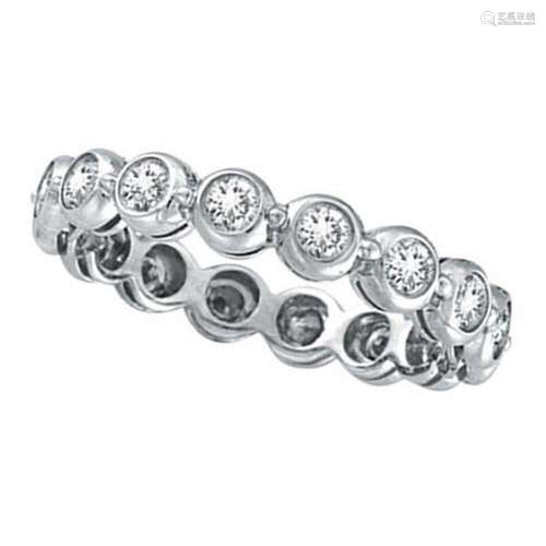 Bezel-Set Diamond Eternity Ring Band 14k White Gold 1.0