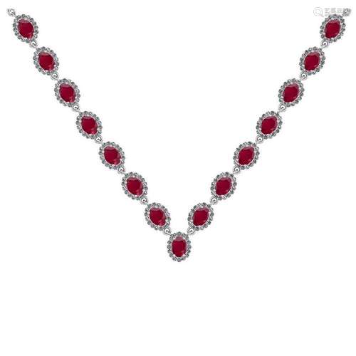 37.75 Ctw SI2/I1 Ruby And Diamond 14K White Gold Victor