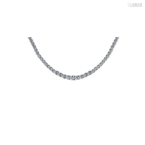 Certified 5.63 Ctw SI2/I1 Diamond 14K White Gold Neckla