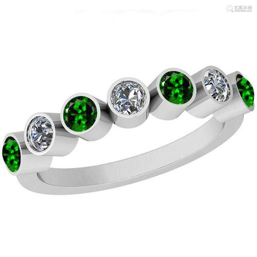 Certified 0.28 Ctw VS/SI1 Tsavorite And Diamond 14k Whi