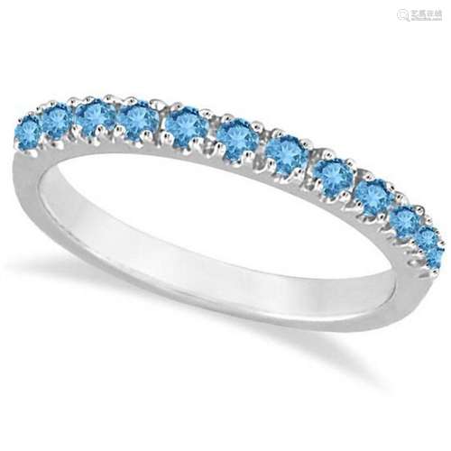 Blue Topaz Stackable Band Ring Guard in 14k White Gold