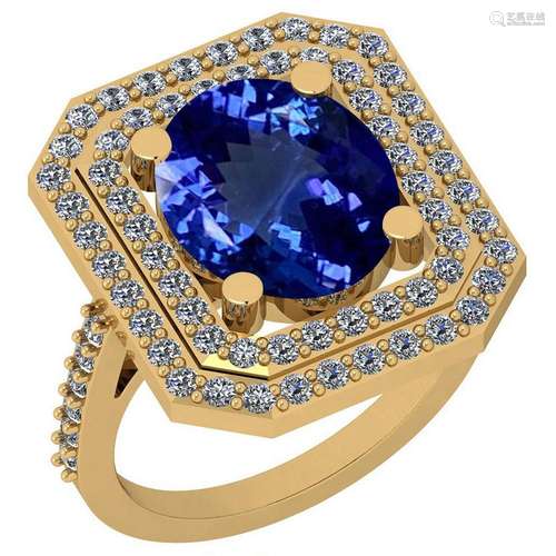 Certified 6.80 Ctw VS/SI1 Tanzanite And Diamond 14K Yel