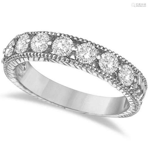 Antique style Scrollwork Diamond Wedding Ring Band 14k