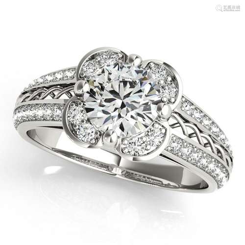 Certified 1.70 Ctw SI2/I1 Diamond 14K White Gold Vintag