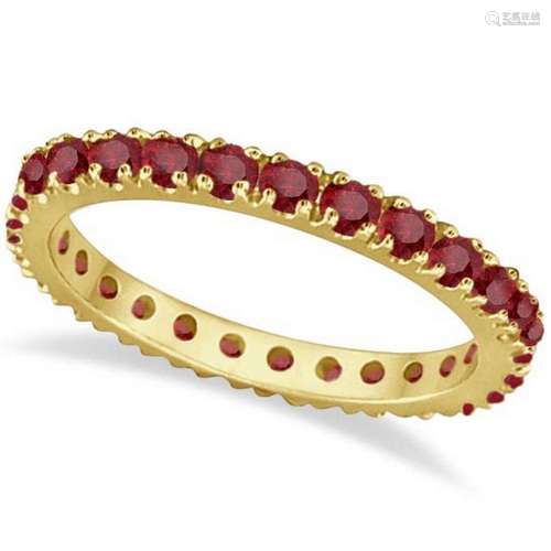 Ruby Eternity Band Stackable Ring 14K Yellow Gold 0.50c