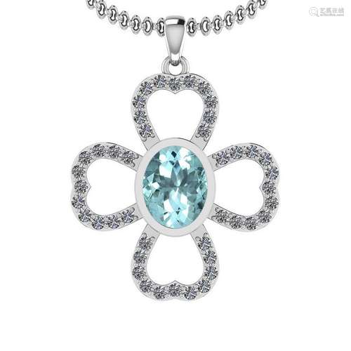 2.30 Ctw VS/SI1 Aquamarine And Diamond 14K White Gold N