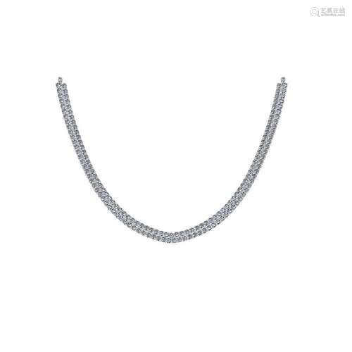 Certified 17.00 Ctw SI2/I1 Diamond 14K White Gold Neckl